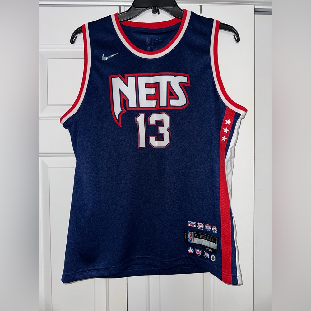 Nike Blue and Red Basketball Jersey